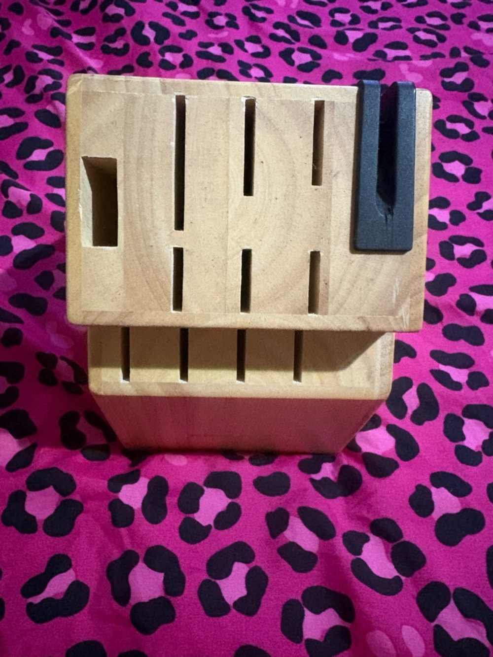 Wooden Knife Block Set Holder With Sharpener - Natural Wood